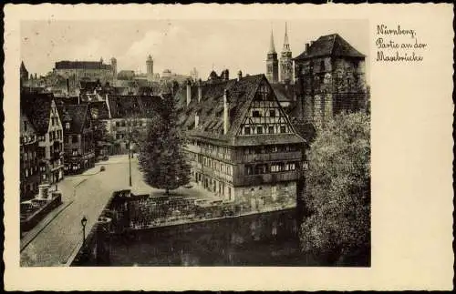 Ansichtskarte Nürnberg Stadtteilansicht Partie an der Maxbrücke 1937