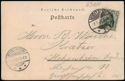 Ansichtskarte Heidelberg Panorama-Ansicht Schloss Neckar Stadt 1907