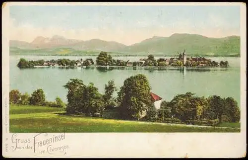 Ansichtskarte Chiemsee Fraueninsel Chiemsee Panorama Gruss-Karte 1900