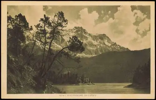 Ansichtskarte Garmisch-Partenkirchen GEWITTERSTIMMUNG AM EIBSEE 1920