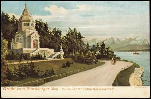 Berg Starnbergersee Starnberger See Votivkirche weiland König Ludwig II. 1900