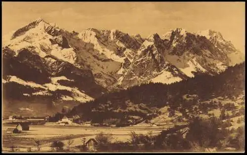 Grainau Zugspitzgruppe von Garmisch aus Zugspitze Wettersteingebirge 1910