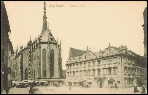 Ansichtskarte Würzburg Stadt Partie am Falkenhaus 1900