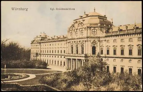 Ansichtskarte Würzburg Kgl. Residenzschloss (Castle Building) 1909