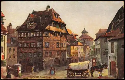 Ansichtskarte Nürnberg Dürerhaus (Künstlerkarte) 1910