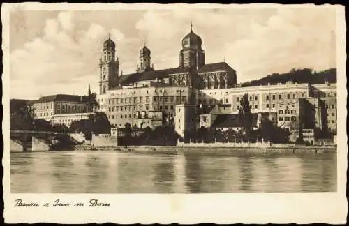 Ansichtskarte Passau Inn Partie mit Blick zum Dom 1939