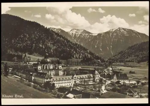 Ansichtskarte Ettal Kloster Ettal aus der Vogelschau-Perspektive 1933