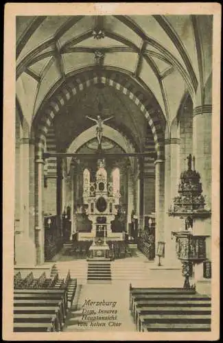 Ansichtskarte Merseburg Dom, Inneres Hauptansicht vom hohen Chor 1920