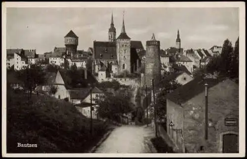 Bautzen Budyšin Panorama-Ansicht mit Alte Wasserkunst u. Michaeliskirche 1930