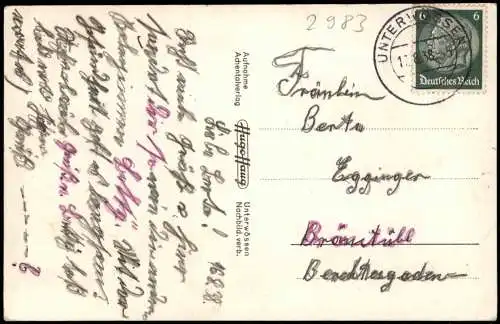 Unterwössen Panorama-Ansicht Blick a. Marquartstein u. Chiemsee 1938