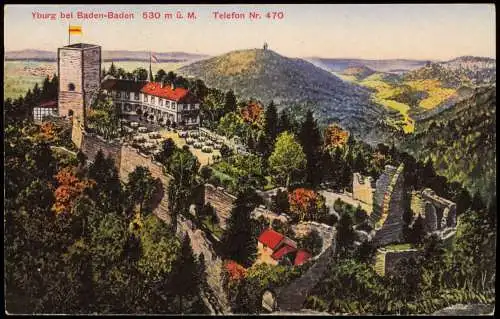 Ansichtskarte Baden-Baden Yburg Restaurant Künstlerkarte 1912