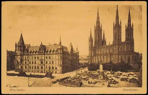 Ansichtskarte Wiesbaden Markt Marktplatz 1921