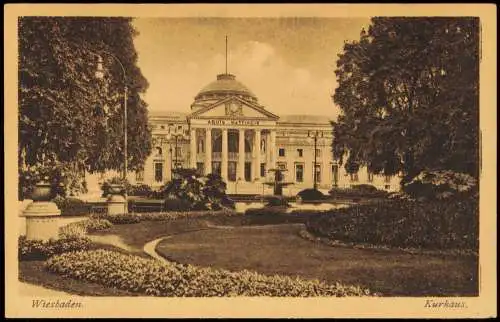 Ansichtskarte Wiesbaden Partie am Kurhaus 1920