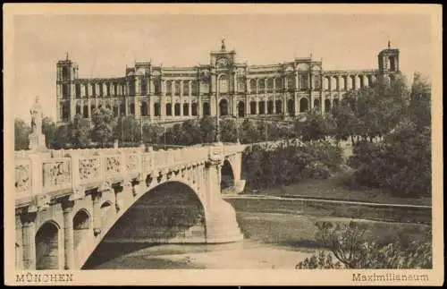 Ansichtskarte Haidhausen-München Brücke zum Maximilianeum 1920