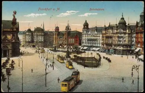 Ansichtskarte Frankfurt am Main Bahnhofsplatz 1917   1. Weltkrieg Feldpost