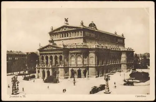 Ansichtskarte Frankfurt am Main Opernhaus mit Oldtimern 1918