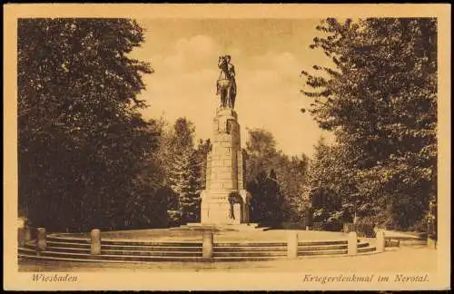 Ansichtskarte Wiesbaden Kriegerdenkmal im Nerotal. 1922