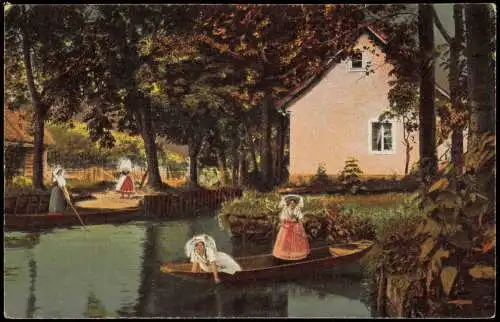 Ansichtskarte Leipe-Lübbenau (Spreewald) Lipje Lubnjow Frauen in Tracht 1914