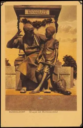 Ansichtskarte Düsseldorf Gruppe am Moltkedenkmal 1925