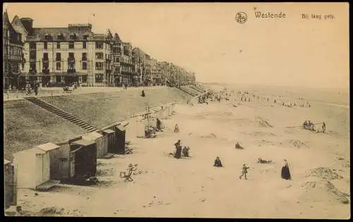 Postkaart Westende-Middelkerke Bij laag gety. - Promenade 1914