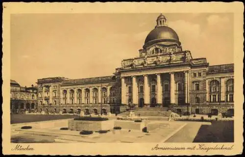 Ansichtskarte München Armeemuseum mit Kriegerdenkmal 1920