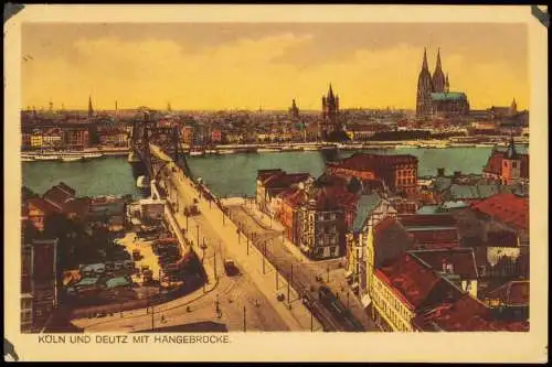 Ansichtskarte Deutz-Köln Düx mit Hängebrücke Stimmungsberg 1924