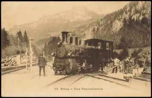 Ansichtskarte Meiringen Neue Berg-Lokomotive - Brünig 1912