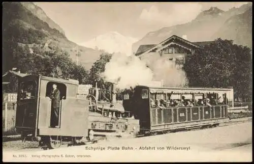 Ansichtskarte Wilderswil Schynige Platte Bahn Abfahrt Dampflokomotive 1911