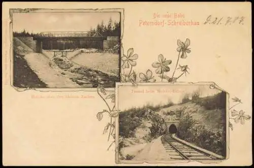 Schreiberhau   2 Bild Bahnstrecke Petersdorf 1911  Schlesien Riesengebirge