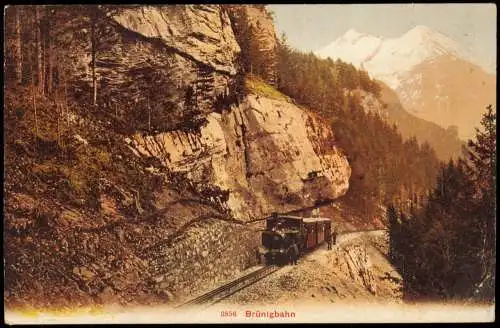 Ansichtskarte Meiringen Brünigbahn Dampflokomotive 1912