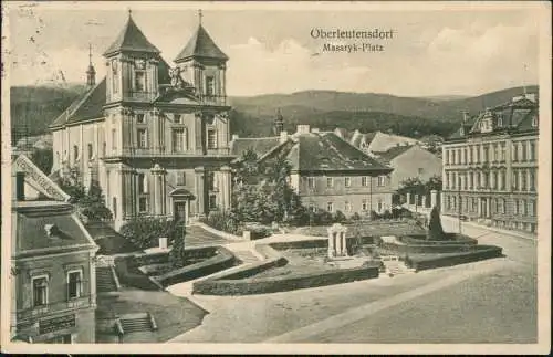 Postcard Oberleutensdorf Litvínov Masaryk-Platz 1928  Böhmen Bohemia