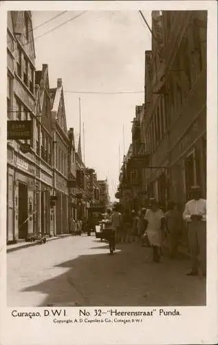 Postkaart Curacao (Insel) Heerenstraat Punda. Karibik 1930