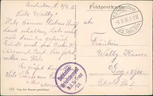 CPA Berru Straßenszene WK1 1916  gel. Feldpost