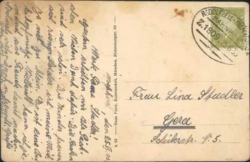 Ansichtskarte Meßkirch Stadtpartie 1930  Bahnpoststempel