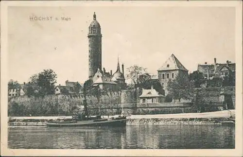 Ansichtskarte Höchst-Frankfurt am Main Stadt Dampfer 1912