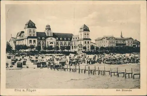 Ansichtskarte Binz (Rügen) Strand Hotels 1923