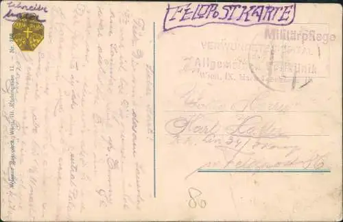 Ansichtskarte  Künstlerkarte - Militär KuK Flaggen 1916  Feldpoststempel