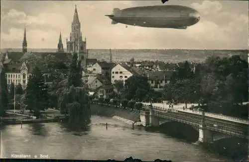 Ansichtskarte Konstanz Stadt Zeppelin 1927