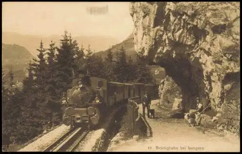 Ansichtskarte Lungern Brünigbahn Dampflokomotive 1911