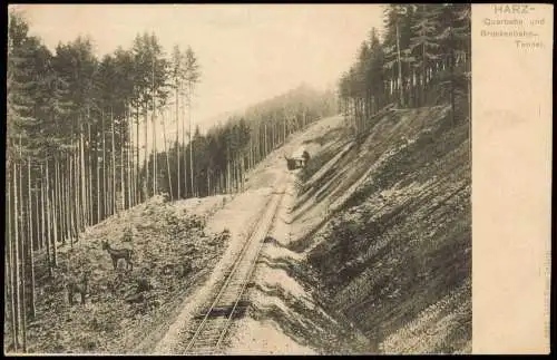 Ansichtskarte  Harzquerbahn / Harzbahn Brockenbahn-Tunnel. 1911