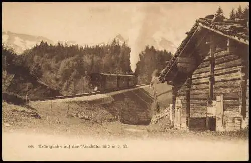 Ansichtskarte Meiringen Brünigbahn auf der Passhöhe 1010 m ü. M. 1911