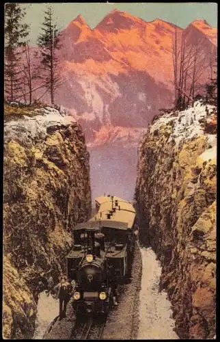 Ansichtskarte Meiringen Brünigbahn Dampflokomotive Stimmungsbild 1911