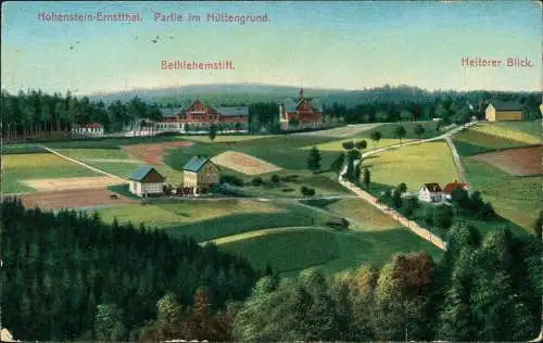 Ansichtskarte Hohenstein-Ernstthal Partie im Hüttengrund. Heiterer Blick 1916