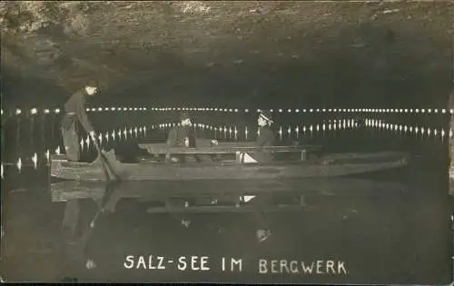 Ansichtskarte Berchtesgaden Salzbergwerk SALZ-SEE IM BERGWERK. 1928