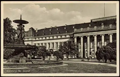 Ansichtskarte Koblenz Schloß Brunnen 1930