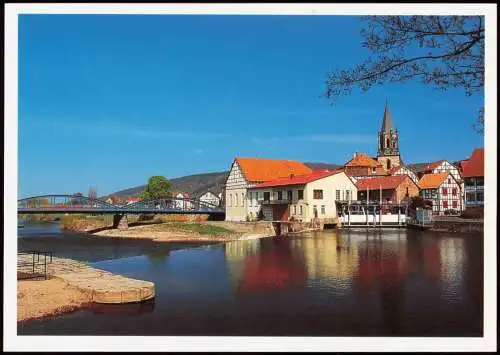 Rotenburg a. d. Fulda Ortsansicht, Fluss-Partie mit Brücke 2000