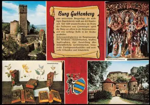 Neckarmühlbach Haßmersheim Burg Guttenberg über  Neckartal  Chronik-Karte  1975