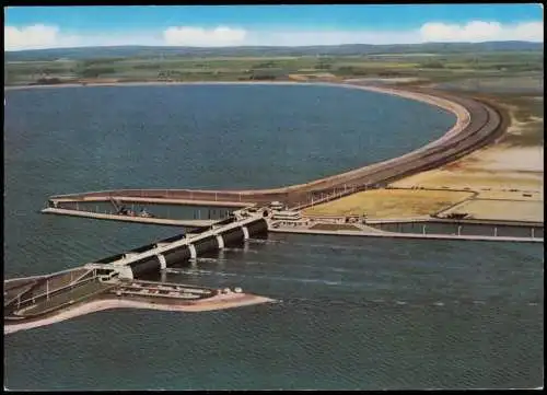 Wesselburenerkoog Eiderdamm mit Sperrwerk zwischen Hundeknöll Dithmarschen 1965