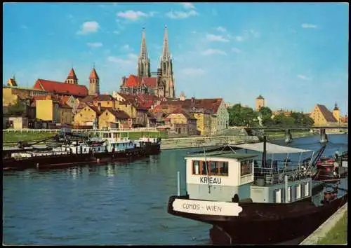 Ansichtskarte Regensburg Donauhafen, Schiffe (u.a. Comos-Wien) 1970