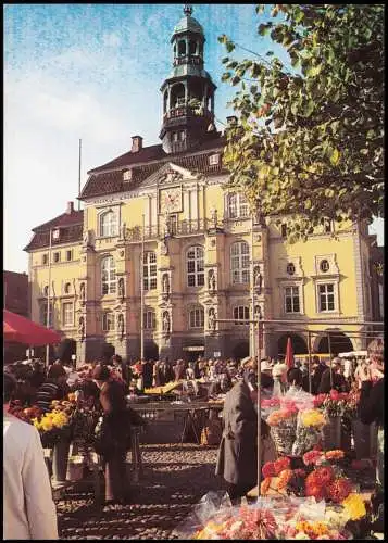 Ansichtskarte Lüneburg Markttreiben vor dem Rathaus 1980